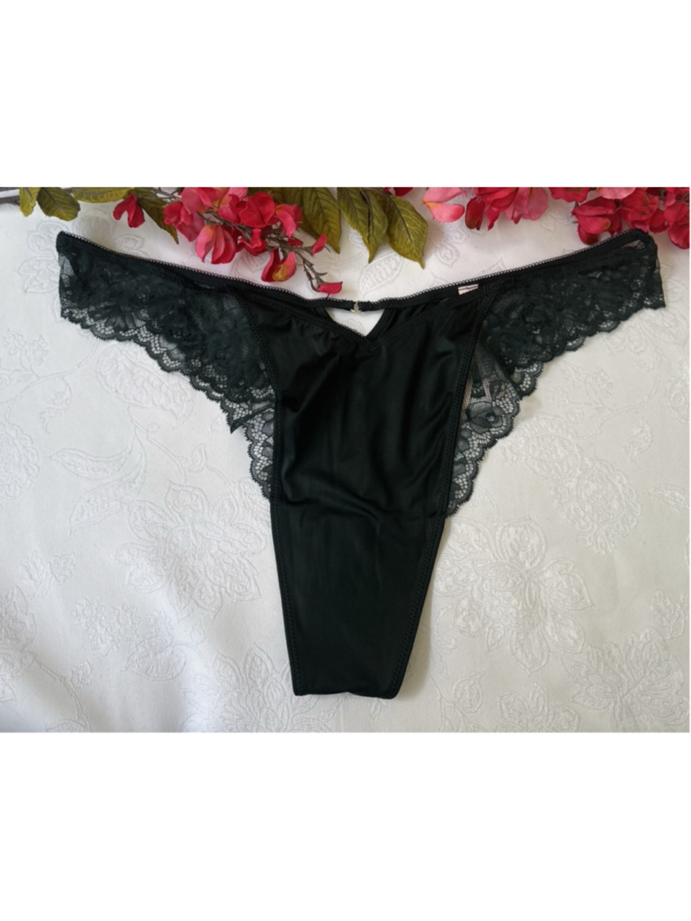 VICTORIA'S SECRET XXL SILKY GREEN VERY SEXY HI LEG TANGA THONG CHARM PANTIES NWT